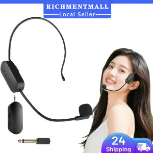 【✅SG READY STOCK】RICHMENTMALL UHF Wireless Microphone Headset Long Range Dual USB Charging Headset Handheld 2-in-1 Plug & Play Studio Quality Mic for Conference for TeachingSport YogaTour GuideSystemVoice AmplifierWindow SpeakerPA System