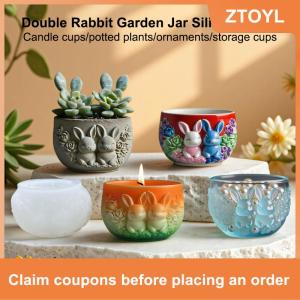 【ZTOYL】 Đáng yêu Bunny Flower Pattern Silicone khuôn nến hương liệu cốc hoa nồi thạch cao khuôn DIY Craft khuôn tái sử dụng công cụ thủ công