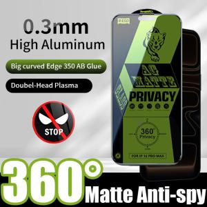 360 Degree Matte Privacy Tempered Glass For iPhone 17 Pro Max Air 16 Plus 15 14 13 12 11 Pro Max X XS MAX XR 6 7 8 Plus SE 2020 2022 Full Cover Anti Spy Peeping Screen Protector Film