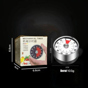 Timer Dapur Mekanikal Tanpa Baterai Stain Less Steel Timer Masak Timer Belajar Magnetic