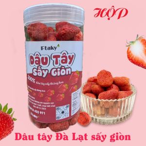 Dâu giòn không sợ béo sấy giòn thăng hoa nguyên quả chua ngọt tự nhiên làm kẹo nougat hộp 500ml
