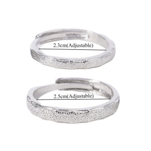 2Pcs Adjustable Alloy Frosted Couple Rings Niche Design Simple Fashion Openning Index Finger Ring for Men and Women Classic Wedding Rings