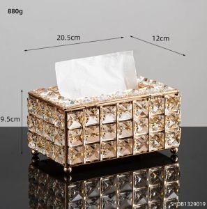 Tempat Tisu Kotak Tisu Luxury Gold Crystal Tissue Box Holder