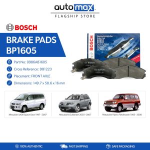 Bosch Brake Pads BP1605 (DB1223) FRONT - Mitsubishi L400 Space Gear 1997 - 2007 Outlander (CU) 2003 - 2007 Pajero Fieldmaster 1995 - 2008