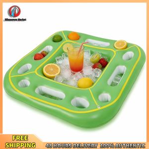 Winnereco Inflatable Card Game Table with Food and Drink Holders for Beach Pool and Hot Tub Summer Celebrations