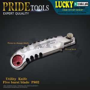 PRIDE P802 UTILITY KNIFE CUTTER WITH 5 PCS BURST BLADE