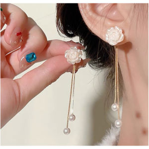New Fashion Korean Long Dangle Earrings For Women Full Crystal Pearl Tassel Drop Earring Vintage Gold Brincos Jewelry