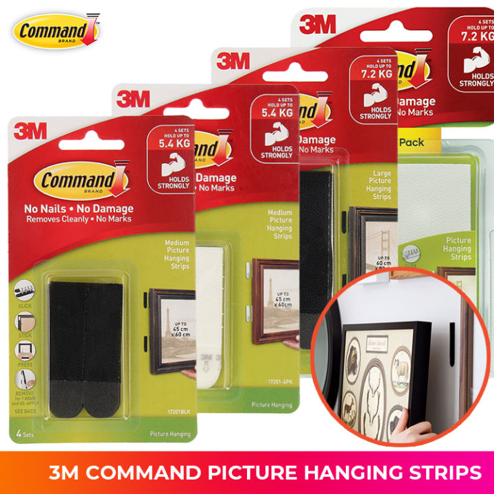 3M Command Strips Self Adhesive Clips Picture Frame Hanging Strips