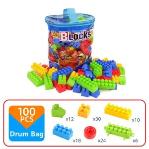 100Pcs 130Pcs Transparent Storage Backpack Building Blocks PVC Large Particle Bricks Education Toys For Kids Gift2026