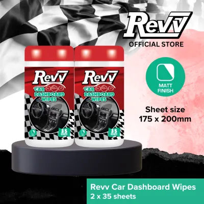REVV CAR DASHBOARD WIPES 35s RV3877 (2 canisters) Expiring 1 Mar 2027