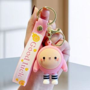 Cute Cartoon Bear Character Keychain Silicone Bag Charm Decorative Pendant for Keys and Backpacks