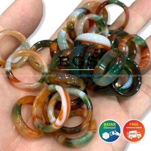 [Bayar di Tempat] Cincin Pria Batu Pancawarna Asli Natural