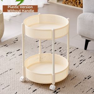 Cream Style Double-Layer Mobile Pulley Living Room Small Coffee Table Sofa Modern Creative Simple Bedside Table Snack Storage Cart 置物架