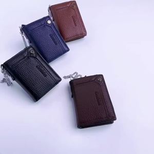 AE2023 New anti-theft chain wallet for men European and American retro style wallet drivers license card holder zippered coin purse for men