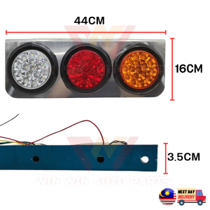 24V 48LED TAIL LAMP CHROME BRAKE LIGHT / SIGNAL LIGHT / REVERSE LIGHT LORRY TRUCK BOAT LAMPU BELAKANG 1SET 2PCS