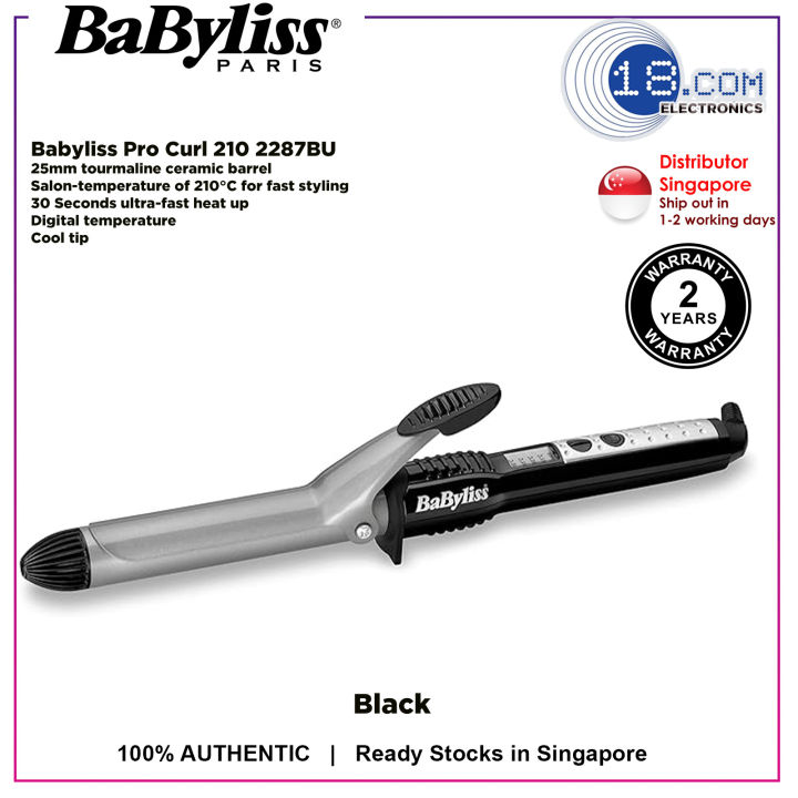 BaByliss Curl Pro 210 Salon Hair curler High performance 25mm Tourmaline Ceramic Coated Barrel 2 Year Warranty 2287BU Lazada Singapore