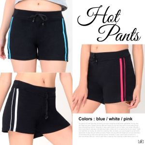 Floline Ols - Hotpant Celana Pendek Double lis Wanita Olahraga / Senam / Yoga / Aerobic / Santai Spandek Import