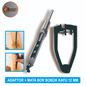 Dudukan mesin bor bobok kayu adaptor wood mortising attachment lengkap dengan mata bor 12 mm