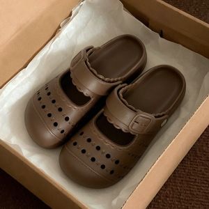 [Free Shipping] Solid-Color Stylish Sandals For Women Perfect For Summer Versatile For Everyday Wear Beach And Casual Occasions EVA Slip-On Sandals With A Closed-Toe Design