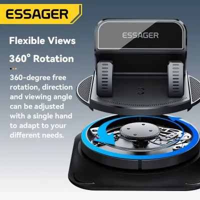 Essager Dashboard Car Phone Holder 360° Rotation Mounts For iPhone Samsung Huawei Xiaomi Adjustable Mount Holder Applicable to 7mm to 17mm Thickness Car Dashboard Cell Mobile Phone Holder Stand