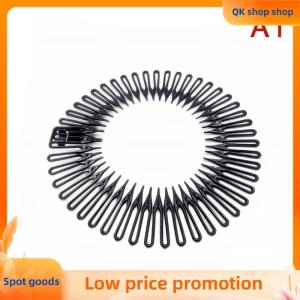 ✨QK shop✨ Fashion Elastic Flexible Comb Headband Light Luxury Rhinestone Round Hairband Women Fixed Hair Style Bun Headdress Accessories
