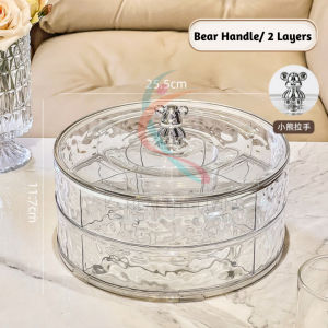 Luxury Sealed Nuts Snack Rotating Storage Box Living Room Dried Fruit Plate Household New Fruit Plate New Year Candy Sectioned rotating snack dish Multi-compartment rotating snack tray Dulang snek berputar dengan petak Pinggan berputar dengan bahagian