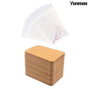 cod 100Pcs Earring Necklace Keychain Display Card with Self Sealing Bags Double Holes Retro Blank Kraft