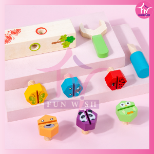 Screw Block Toy- Kids Wooden Manipulative with Screws and Screwdriver-Fun Fine Motor Development Activity for Boys and Girls