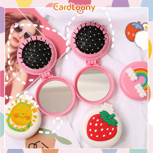 Sisir Cermin Kaca Karakter Lucu / Cermin Lipat Bulat Mini / Mirror Comb