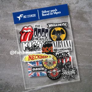 STIKER BAND METAL  ISI 14PCS - ANTI AIR[ VOL 16 ] - STIKER HITAM PUTIH HELM LAPTOP CASE HP