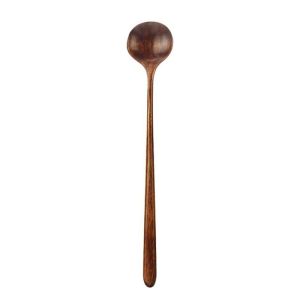 HJKL 10.9 Inches Mixing Long Handle Tableware Wooden Natural Wood Soup Spoon Kitchen Utensil Spoons Cooking Supplies