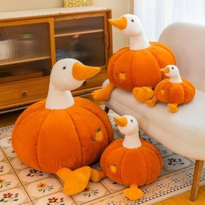 Cute Pumpkin Duck Plush Toy Big Goose Lying Pillow Bedroom Doll Soft Sleep Cushion Children Play Companion Patung Itik