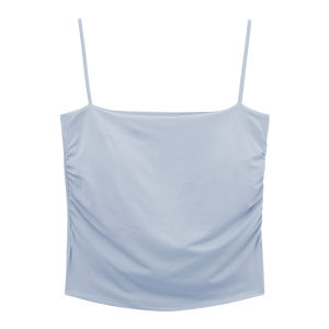 ผ้าไหมน้ำแข็ง มีฟองน้ำในตัว ฟรีไซส์ นุ่ม บาง ระบายอากาศดี ผ้านิ่ม ระบายอากาศ ผู้หญิงE60