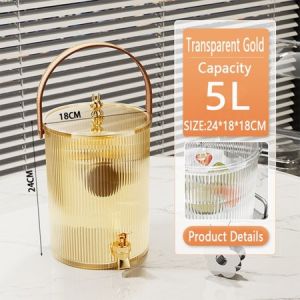 Juice Beverage Dispenser With Stand And Faucet 5L Glass Jar Water Pitcher Water Dispenser Cold Water Kettle For Refrigerator