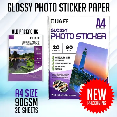 QUAFF Glossy Photo Sticker A4 Size Inkjet Paper Sticker 90gsm & 135gsm