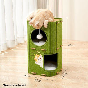 3-Level Cat Tree with House | Premium Felt Scratching Post & Board for Indoor Cats | Multi-Level Condo Scratcher Playhouse for Kittens