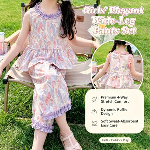 【local Stock】Summer Set For Girls With Four Sided Elastic Material Elegant And Stylish High Elasticity Comfortable And Fast Sweat Wicking Without Catching Cold