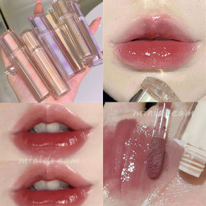 Crystal Mirror Lip Glossy Nude Lip Tint Long-Lasting Waterproof Lipstick Non-stick Cup Lip Tint