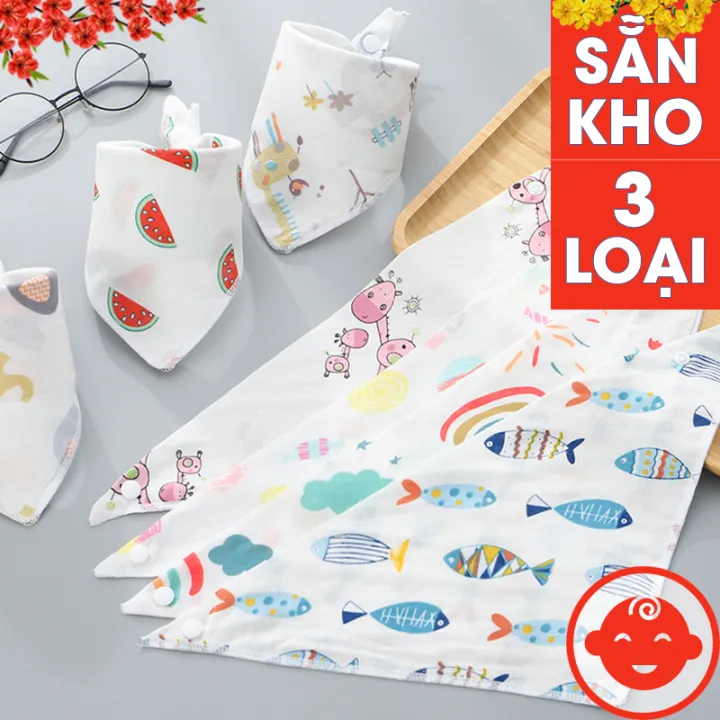 Yếm xô tam giác hình ngộ nghĩnh kèm cúc bấm tiện lợi cho bé | Lazada.vn