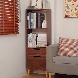 SG Stock Wooden Open Shelf Bookcase Freestanding Tall Storage Shelf Vertical Storage Cabinet with Drawers