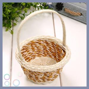 [Cumarba] 1pc Woven Flower Basket Hand-Held Basket Wedding Party Decorative Basket