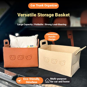 Car Trunk Organizer Foldable Vehicle Storage Box Large Capacity Storage Bin with Handle Collapsible Felt Storage Basket