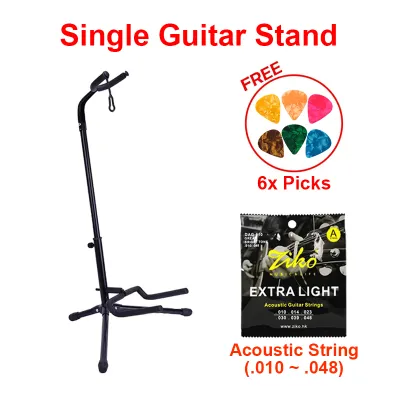 Foldable Guitar Stand Acoustic / Electric / Classical / Bass & Ukulele - FREE 6 Guitar Picks | Gitar Stand Akustik Elektrik Ukelele Murah