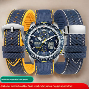 new For CITIZEN Blue Angel Men Radio Wave Watch AT8020-54L/8020-03L/JY8078 Series Canvas Nylon+Rubber Watchbands 22mm 23mm high-quality
