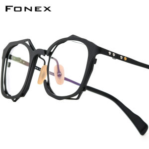 FONEX Pure Titanium Glasses Frame Men Brand Design Retro Vintage Square Eyeglasses Full-Rim Japanese High-Quality Custom Optical Eyewear 85729