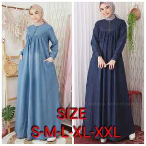 Gamis Jeans/ Gamis terbaru/Gamis Jeans Ambia Dress