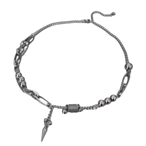 Fashionable Titaniums Steel Rivet Pendant Necklace Punk Styles Layer Chain Accessory Decoration for Streetwear