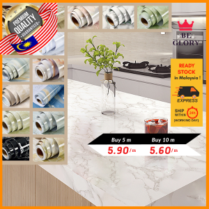 60cm x 1m Marble PVC Self Adhesive Waterproof Sticker Wallpaper for Toilet Table Bedroom Bathroom Kitchen Cabinet Decor