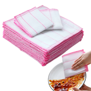 3PCS Dishwashing Cloth Oil Free and Easy To Clean Cloth Household Cleaning Cloth Absorbent Dishcloth Thickened Kitchen Cleaning Cloth Wipe Table Rag 26CM*26CM