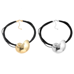 Tuyên bố vàng/bạc ốc xà cừ mặt dây chuyền chất liệu da PU Vòng Cổ Choker cho những người đam mê thời trang phụ kiện độc đáo